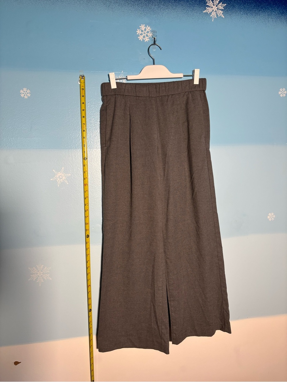 LOFT Elastic Waist Pull-on Wide-Leg Gray Pants Size Medium Soft Flannel-like
